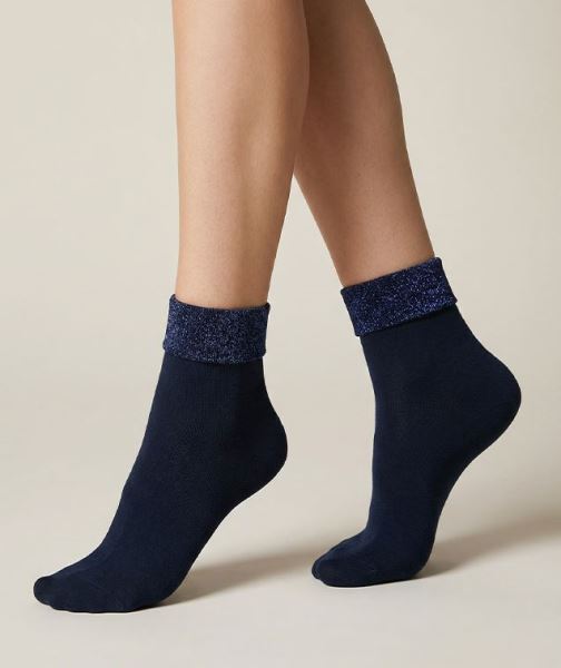 Bross Simli Kıvrık Havlu Çorap Lacivert