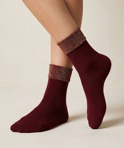 Bross Simli Kıvrık Havlu Çorap Kırmızı