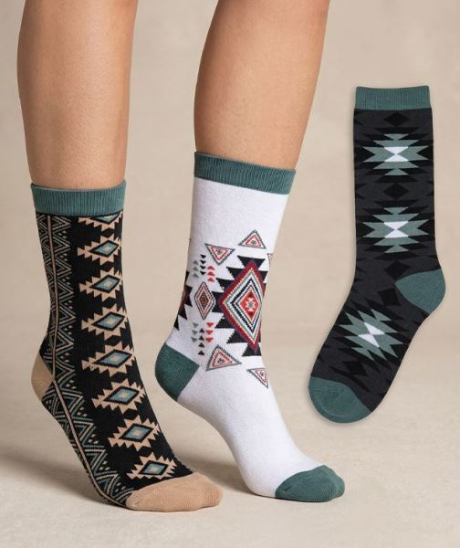 Etnik Desenli 3lü Havlu Kadın Çorabı Asorti