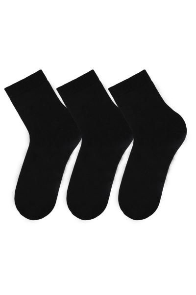 Havlu Düz Kadın Soket 3lü Siyah Siyah