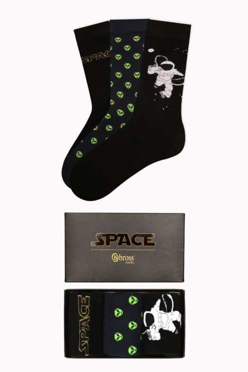 Bross Space Collection Kutulu 3lü Erkek Çorap 1 Asorti