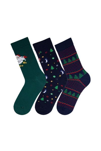Yılbaşı Desenli 3lü  Erkek Soket Asorti