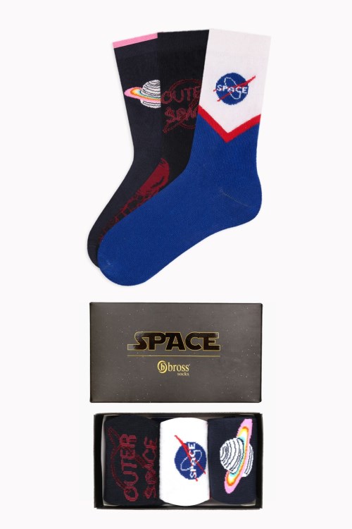 Space Collection Kutulu 3 Lü Kadın Çorabı 2 Asorti