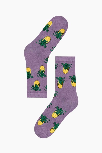 Ananas Desenli Kadın Çorap - Thumbnail