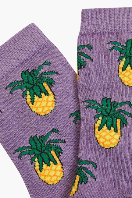 Ananas Desenli Kadın Çorap - Thumbnail
