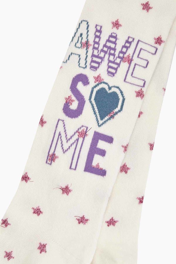Awesome Yazılı Yıldız Desenli Çocuk Külotlu Çorap