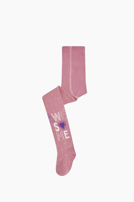 Bross - Awesome Yazılı Yıldız Desenli Çocuk Külotlu Çorap