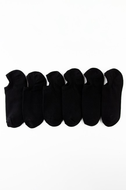 Bross 6lı Basic Siyah Erkek Sneaker Çorap - Thumbnail