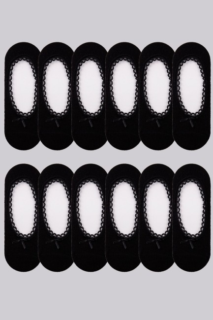 Bross - Bross 12li Siyah File Kadın Babet Çorap