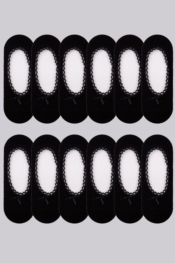 Bross 12li Siyah File Kadın Babet Çorap