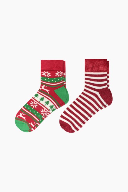 Bross - Bross 2'li Kış Temalı Simli Havlu Kadın Çorabı