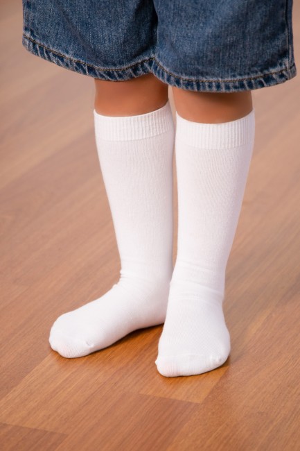 Bross 3 lü Kız Çocuk Desensiz Dizaltı Çorap - Thumbnail
