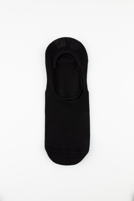 Bross 3lü Siyah Görünmez Topuk Silikon Babet Çorap - Thumbnail