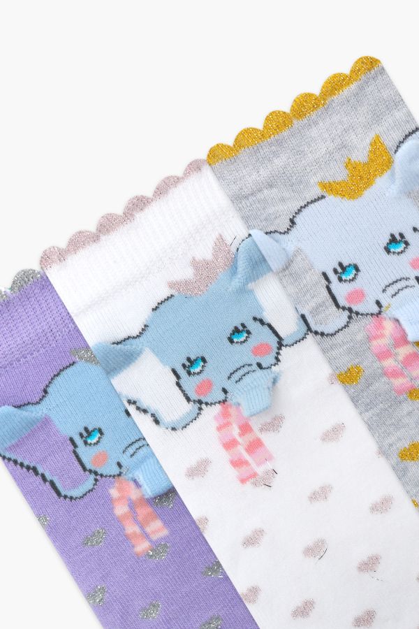 Bross 3-Pack 3D Elephant Patterned Girls Socks