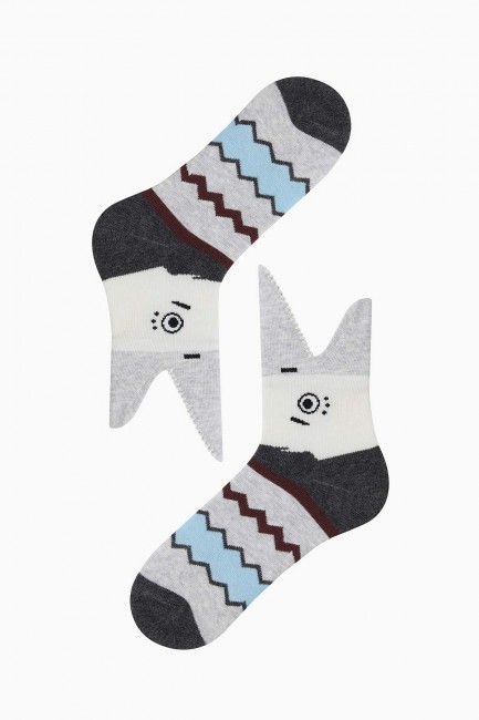Bross 3-pack 3d Fish Patterned Kids Socks - Thumbnail