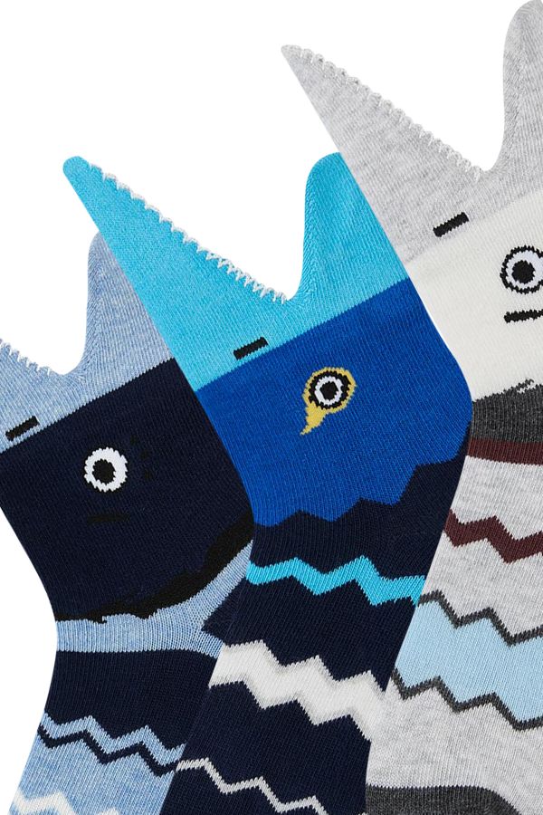 Bross 3-pack 3d Fish Patterned Kids Socks
