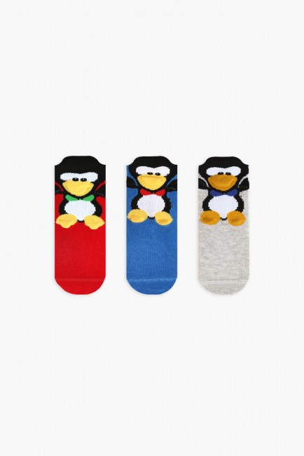 Bross - Bross 3-Pack 3D Penguin Patterned Baby Socks