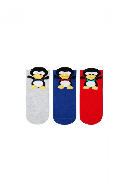 Bross - Bross 3-pack 3d Penguin Patterned Kids Socks