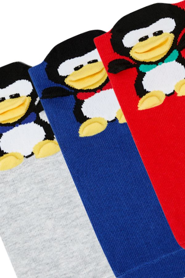 Bross 3-pack 3d Penguin Patterned Kids Socks