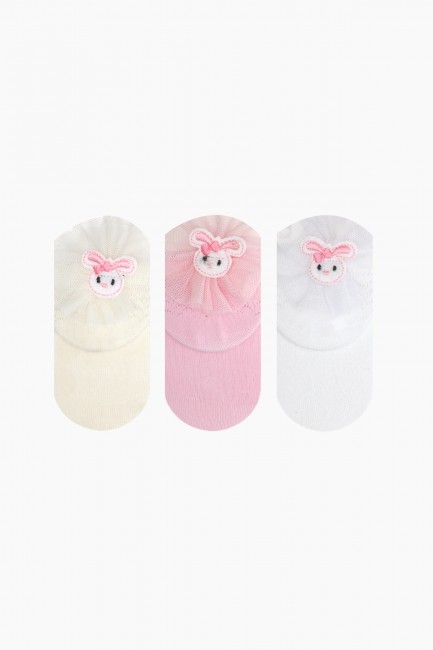 Bross - Bross 3-Pack Booties Baby Socks with Rabbit Accessory