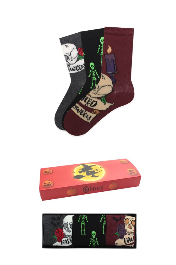 Bross 3-Pack Boxed Halloween Adults' Socks