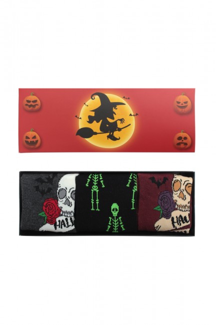 Bross 3-Pack Boxed Halloween Adults' Socks - Thumbnail