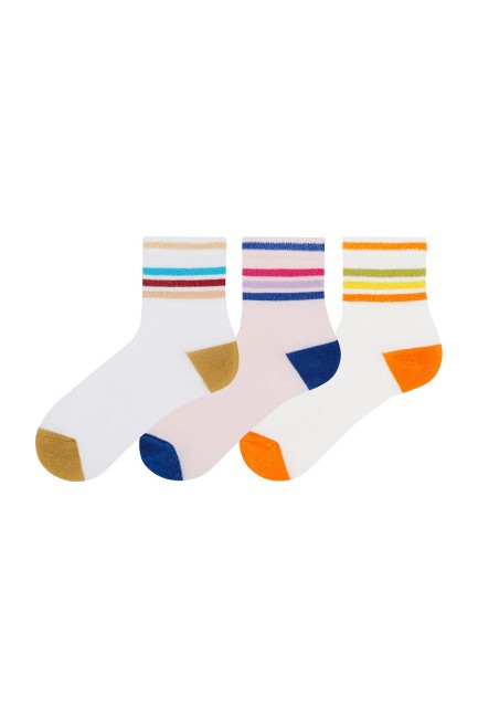 Bross - Bross 3-Pack Colorful Striped Kids Socks