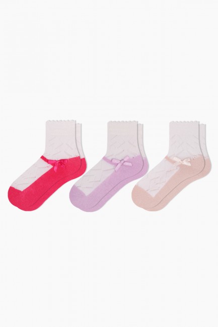 Bross 3-Pack Nett Baby Socks with Ribbon Accessory - Thumbnail