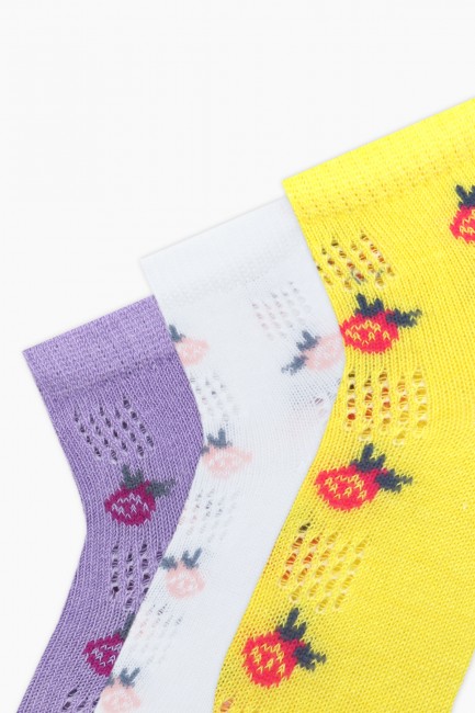 Bross 3-Pack Rose Patterned Net Baby Socks - Thumbnail