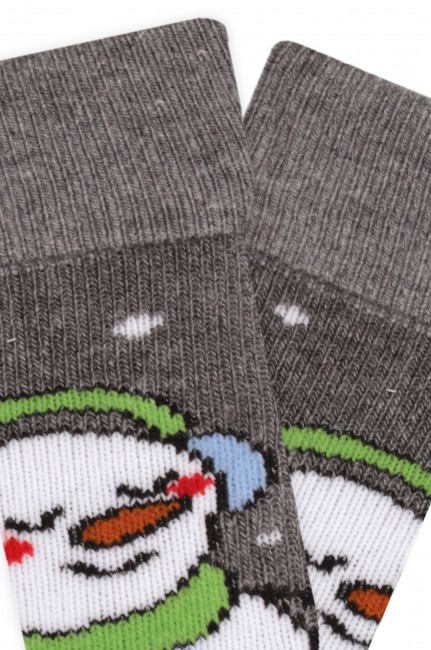 Bross 3-Pack Snowman Patterned Terry Baby Socks - Thumbnail