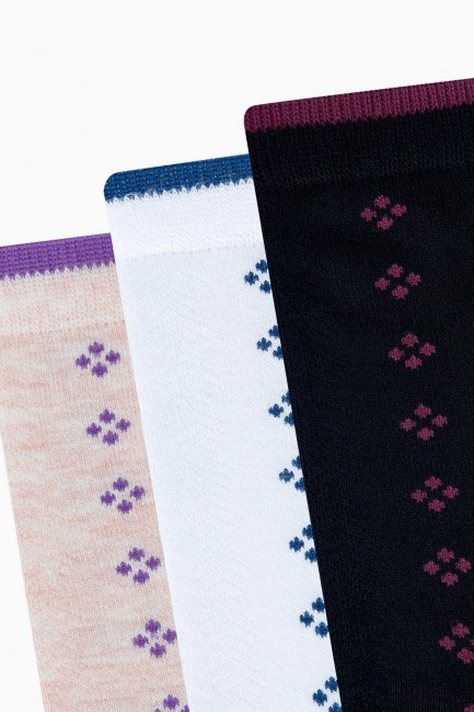 Bross 3-Pack Square Patterned Bamboo Women's Socks - Thumbnail