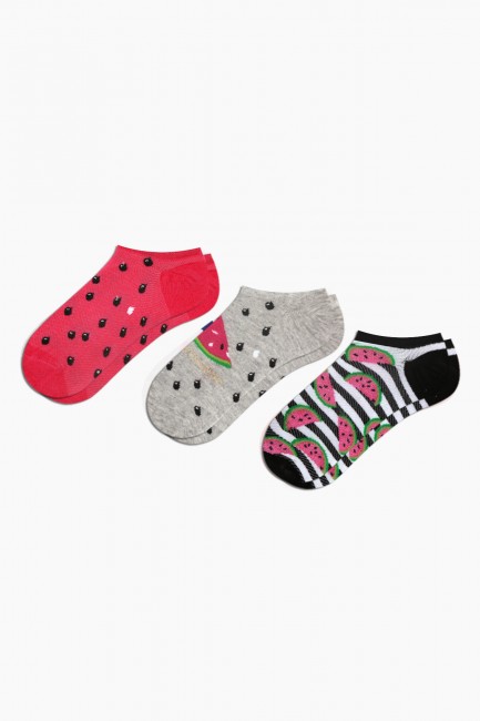 Bross - Bross 3-Pack Watermelon Patterned Women's Sneaker Socks