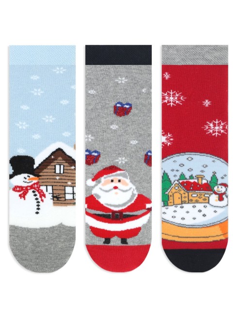 Bross - Bross 3-Pack Winter Themed Anti-Slip Terry Kids' Socks