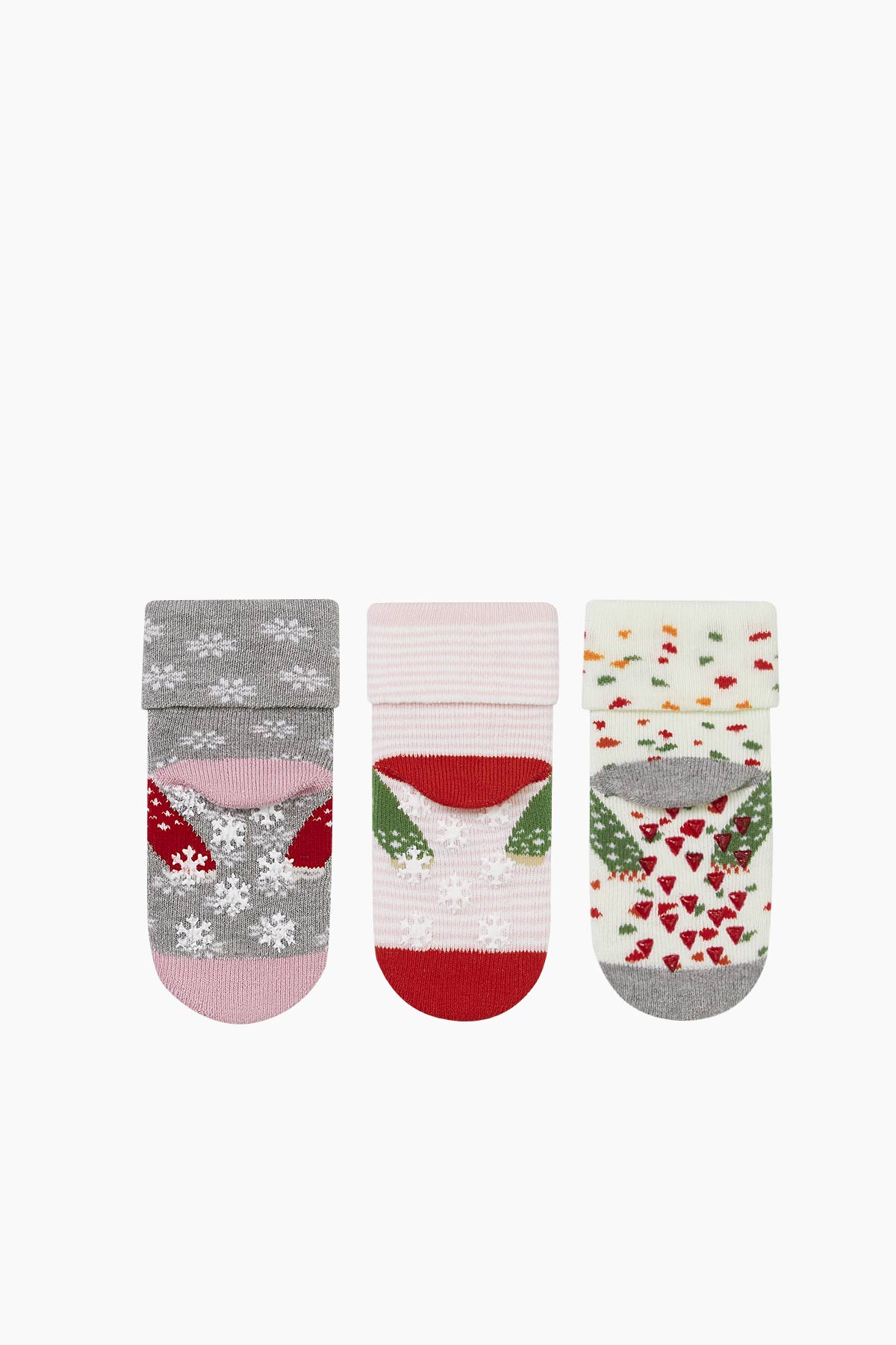 Bross 3-Pack Christmas Patterned Terry Baby Socks - Thumbnail