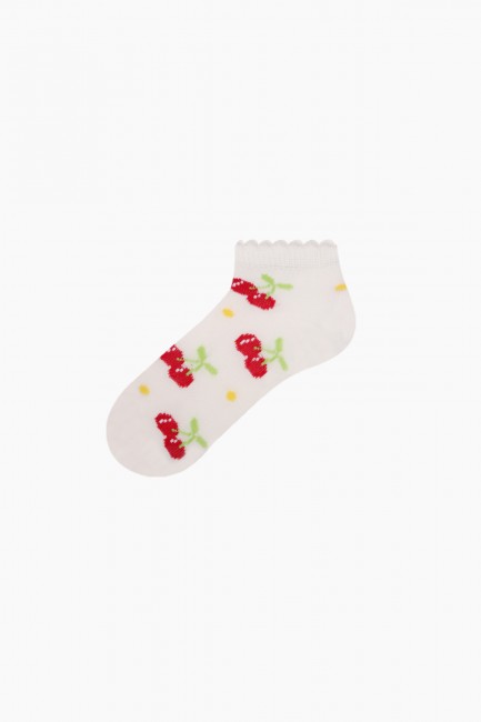 Bross 3-Piece Red Fruit Patterned Booties Baby Socks - Thumbnail
