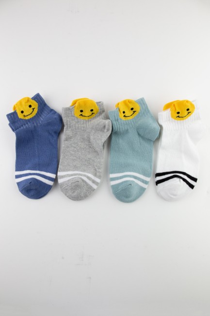 BROSS - Bross 3D Emoji Desenli Erkek Çocuk Patik Çorap