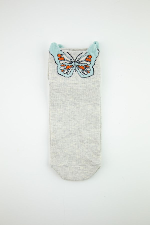 Bross 3D Kelebek Desenli 3lü Kadın Patik Çorap