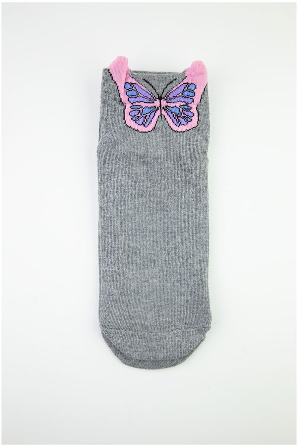 Bross 3D Kelebek Desenli 3lü Kadın Patik Çorap