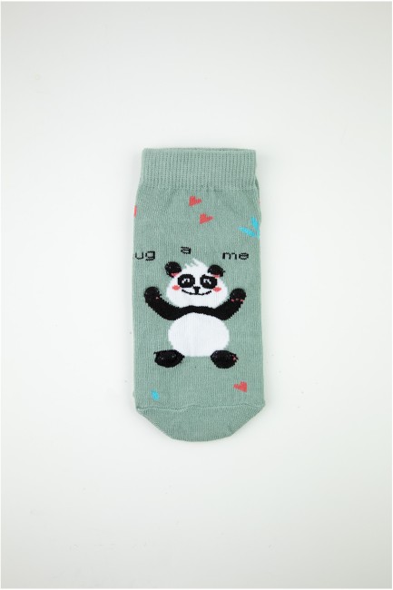 Bross 3D Panda Desenli Kız Çocuk Patik Çorap - Thumbnail