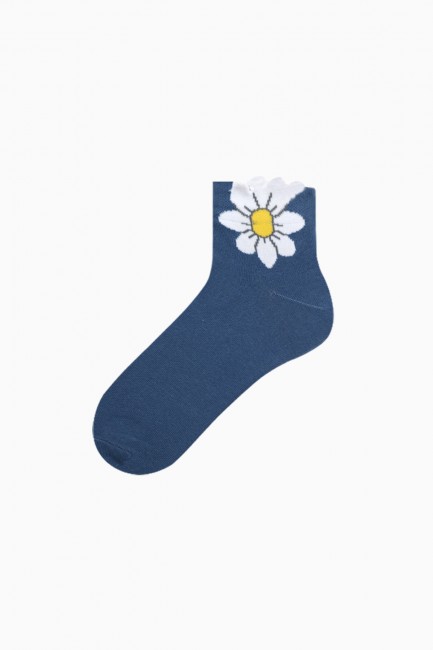 Bross 3lü 3D Çiçek Desenli Kadın Patik Çorap - Thumbnail