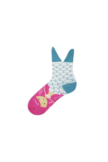 Bross 3'lü 3D Deniz Kızı Desenli Çocuk Çorabı - Thumbnail