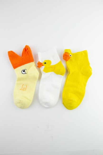 Bross - Bross 3lü 3D Ördek Desenli Çocuk Çorabı