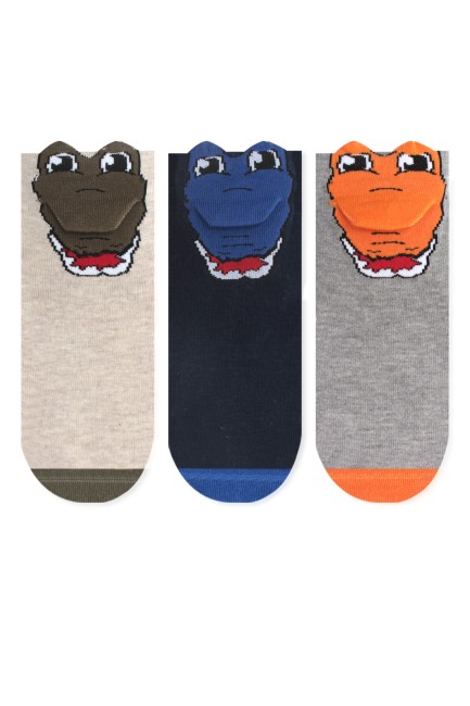 Bross - Bross 3-Pack 3D Crocodile Patterned Kids' Socks