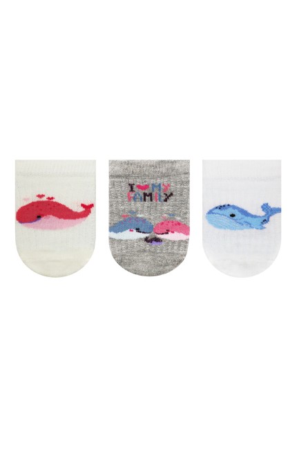 Bross - Bross 3-Pack Whale Patterned Baby Sneaker Socks