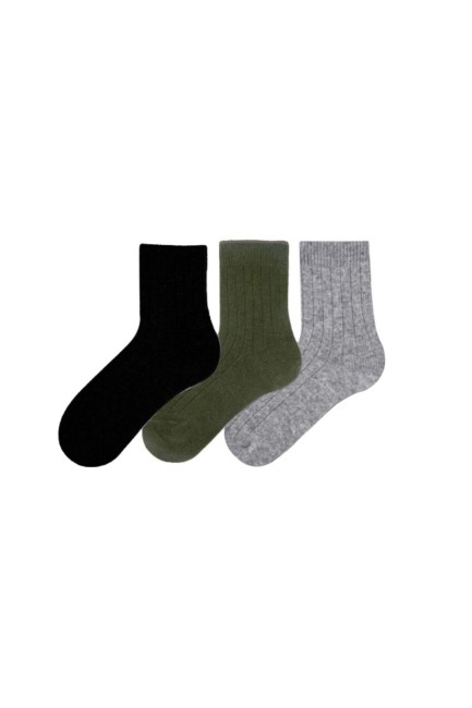 BROSS - Bross 3lü Derbili Erkek Çocuk Yün Soket Çorap