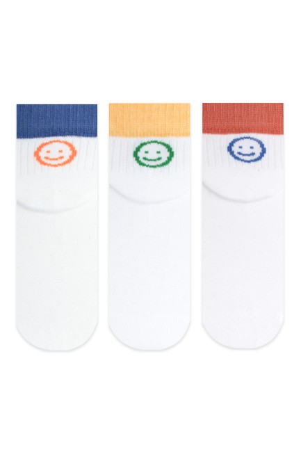 Bross - Bross 3-Pack Emoji Patterned Kids' Booties Socks