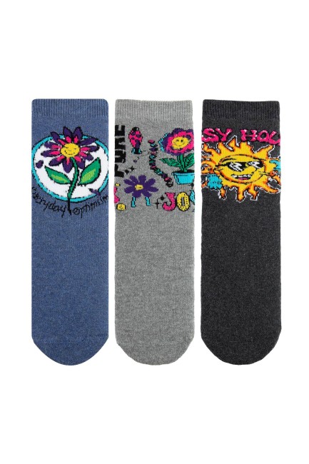 BROSS - Bross 3lü Güneş Kaydırmaz Taban Havlu Çorap