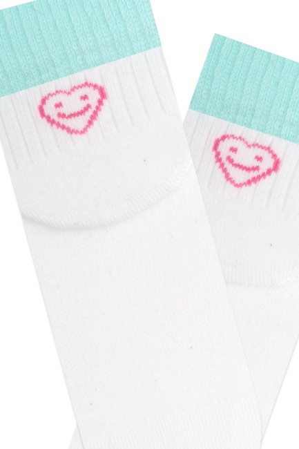 Bross 3 lü Kalp Emoji Desenli Patik Çocuk Çorabı - Thumbnail