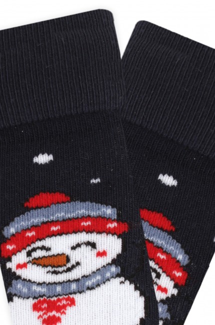 Bross 3 lü Kardan Adam Desenli Havlu Bebek Çorabı - Thumbnail