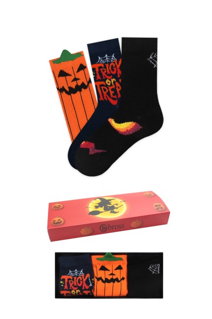 Bross 3 lü Kutulu Halloween Çocuk Çorabı - Thumbnail